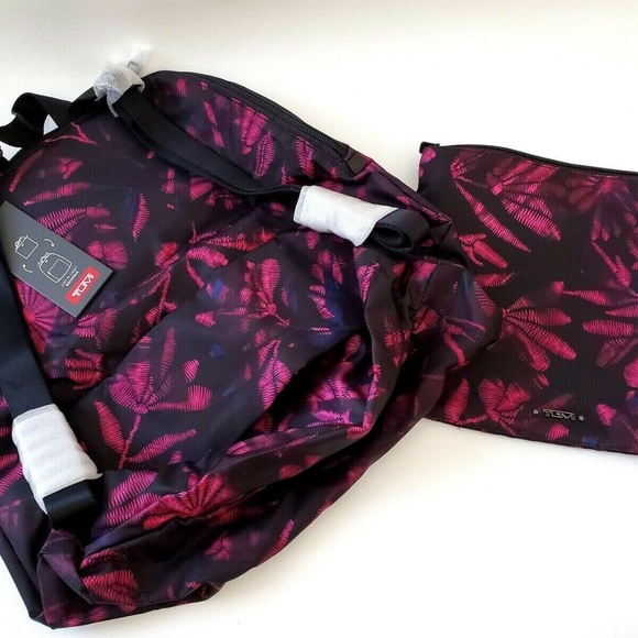 NEW TUMI 2pcs Floral Foldable Travel Backpack Bag - Picture 4 of 8